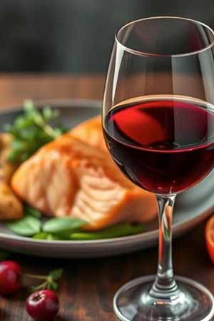 picture of italian red wine with salmon